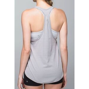 LULULEMON GRAY STRIPED RACERBACK SINGLET TANK TOP ZS M